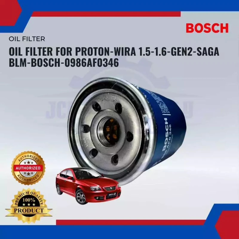 Bosch Oil Filter-Proton Wira 1.5-1.6-Gen2-Saga Blm-0986AF0346