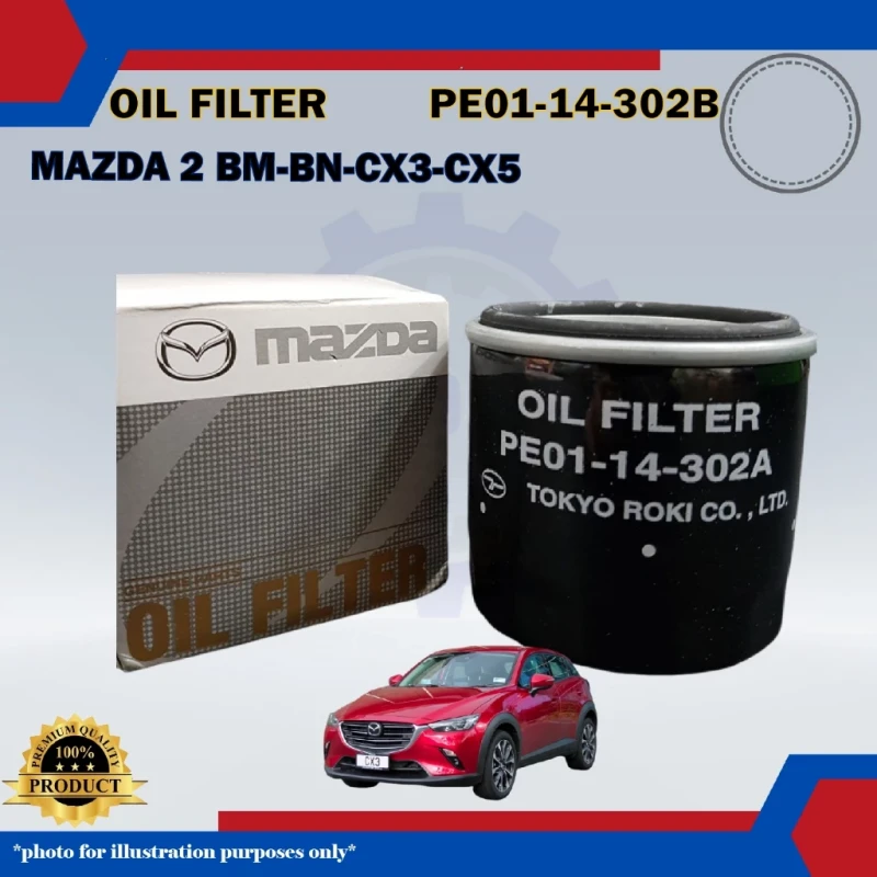 Oil Filter-Mazda 2 BM-BN-Biante CX3 DK-CX5-CX30 (All Skyactiv)-PE01-14-302B