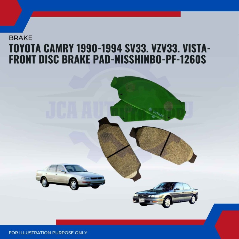 Toyota Camry 1990-1994 SV33. VZV33. Vista-Front Disc Brake Pad-NISSHINBO-PF-1260S