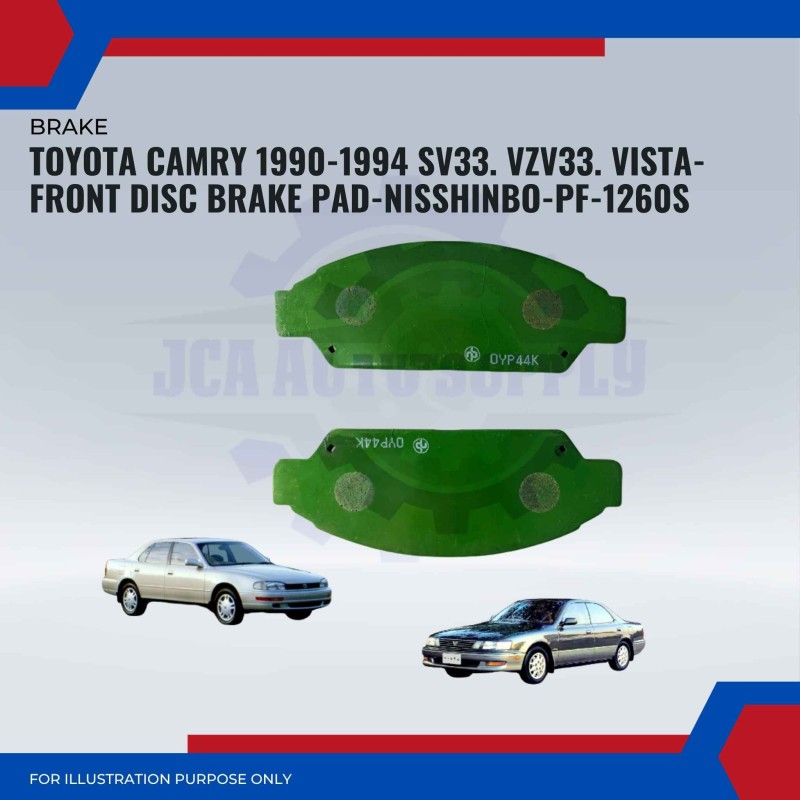 Toyota Camry 1990-1994 SV33. VZV33. Vista-Front Disc Brake Pad-NISSHINBO-PF-1260S