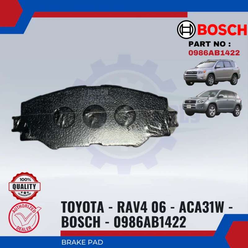 Toyota RAV4 2006 ACA31W. ACA36W. 2005-Front Disc Brake Pad-BOSCH-1986AB1422/BP1422