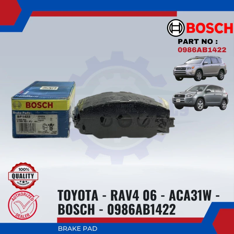 Toyota RAV4 2006 ACA31W. ACA36W. 2005-Front Disc Brake Pad-BOSCH-1986AB1422/BP1422