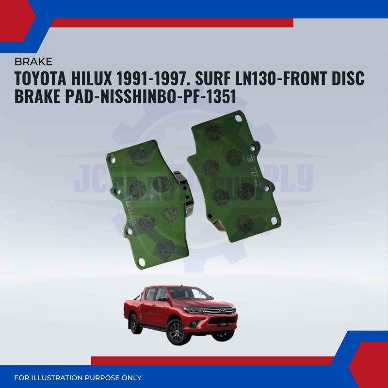 Toyota Hilux 1991-1997. Surf LN130-Front Disc Brake Pad-NISSHINBO-PF-1351