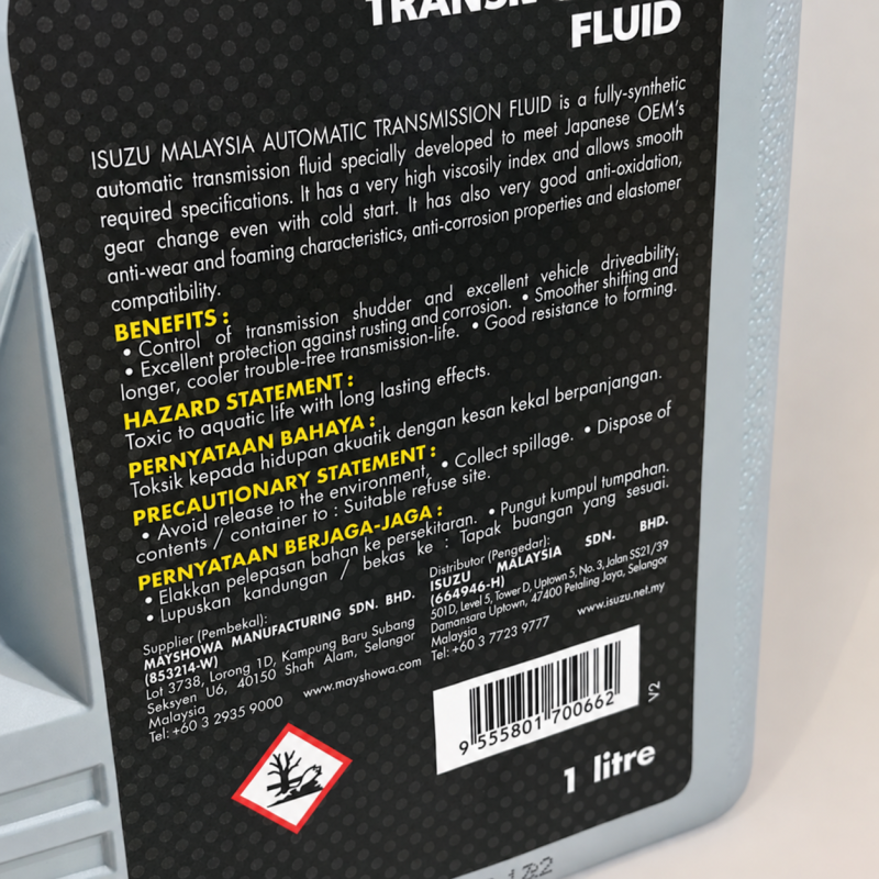 Orignal Isuzu Automatic Transmission Fluid ATF Dexron 3 Specially D-Max 1 Liter