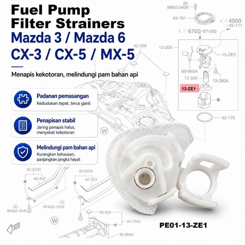 Mazda 3 / Mazda 6 / CX-3 / CX-5 / MX-5 Fuel Pump Filter Strainers PE01-13-ZE1