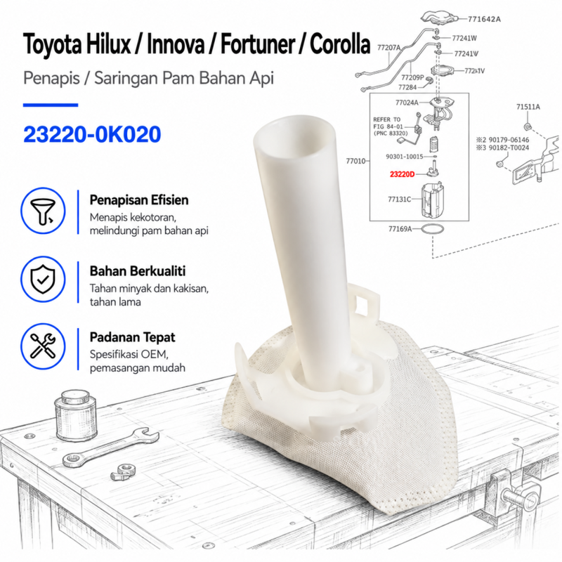 Toyota Hilux / Innova / Fortuner / Corolla Fuel Pump Filter Strainers 23220-0K020