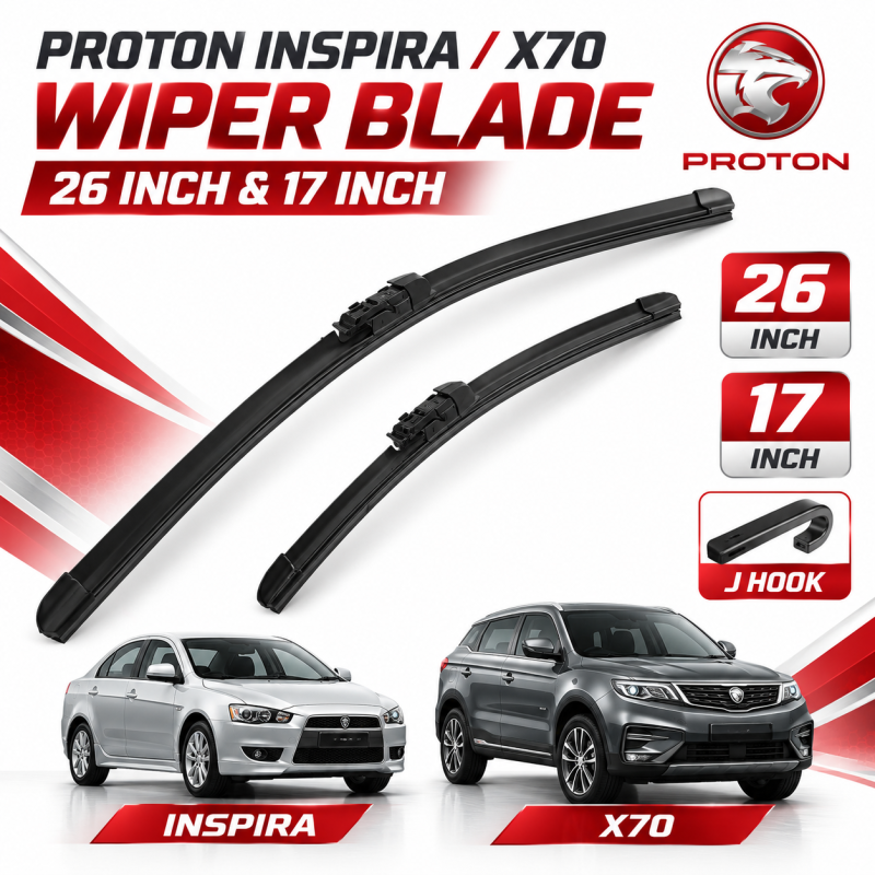 Proton Inspira / X70 Wiper Blade 26 Inch & 17 Inch (26" & 17") J Hook - 1 Sets