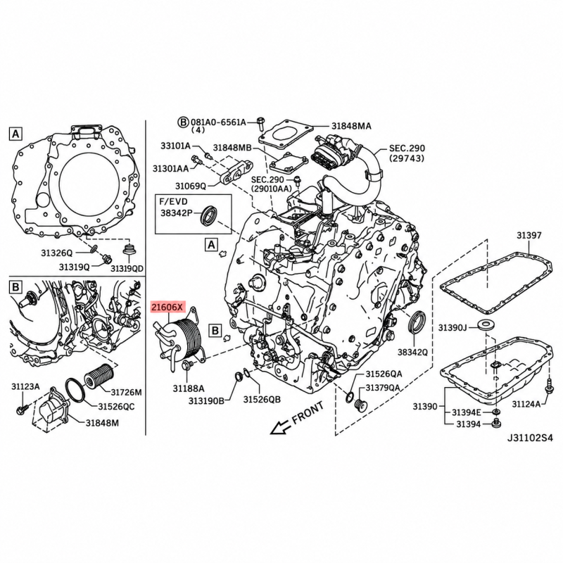Transmission Oil Cooler For Nissan Serena 2.0 C26 CVT VVT DOHC MR20DD 2012-2016 (21606-3VX1B)