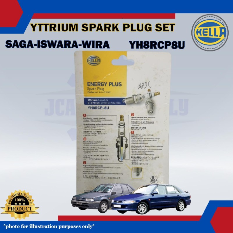Spark Plug Yttrium Set (4pcs)-Proton Saga-Iswara-Satria-Wira-Toyota Corolla AE80-YH8RCP8U