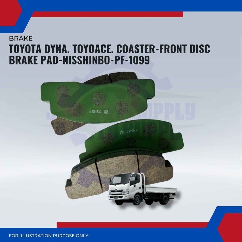 Toyota Dyna. ToyoAce. Coaster-Front Disc Brake Pad-NISSHINBO-PF-1099