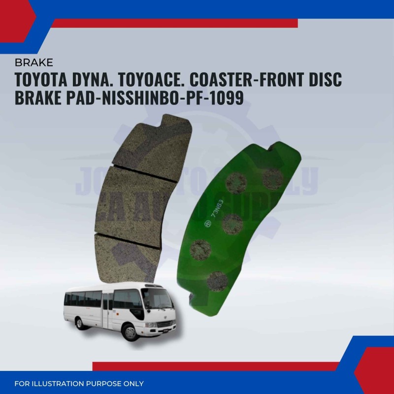 Toyota Dyna. ToyoAce. Coaster-Front Disc Brake Pad-NISSHINBO-PF-1099