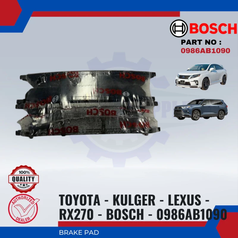 Toyota Alphard ANH20 2.4CC. GGH20 3.5CC. Lexus RX270 2.7CC. AGL10W 2010-2014. GS350. GRL10 2013-Front Disc Brake Pad-BOSCH-0986AB1090