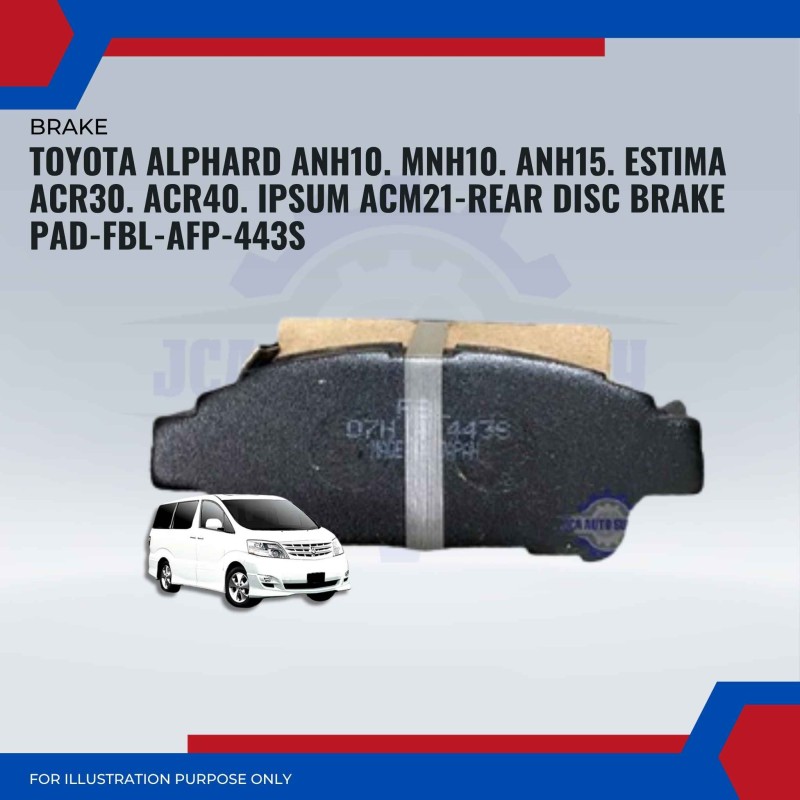 Toyota Alphard ANH10. MNH10. ANH15. Estima ACR30. ACR40. Ipsum ACM21-Rear Disc Brake Pad-FBL-AFP-443S