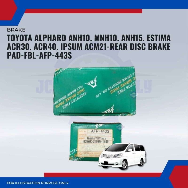 Toyota Alphard ANH10. MNH10. ANH15. Estima ACR30. ACR40. Ipsum ACM21-Rear Disc Brake Pad-FBL-AFP-443S