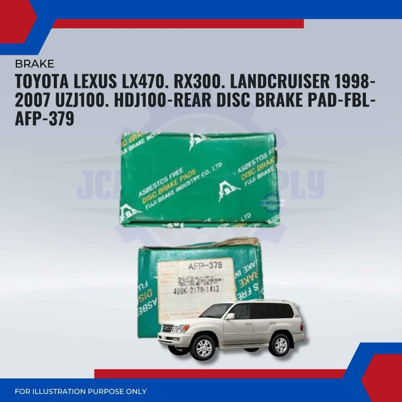 Toyota Lexus LX470. RX300. Landcruiser 1998-2007 UZJ100. HDJ100-Rear Disc Brake Pad-FBL-AFP-379