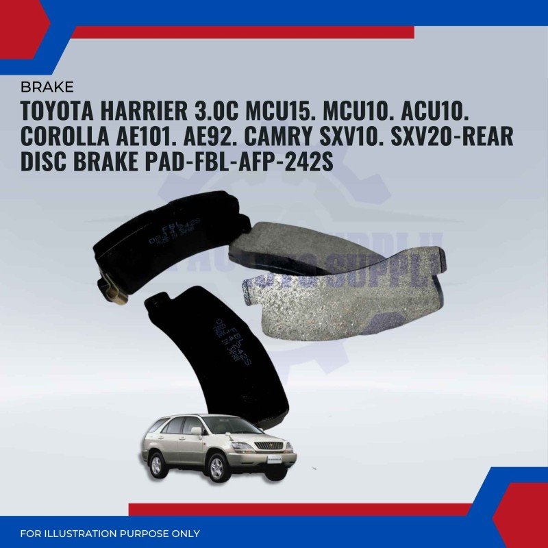 Toyota Harrier 3.0C MCU15. MCU10. ACU10. Corolla AE101. AE92. Camry SXV10. SXV20-Rear Disc Brake Pad-AKEBONO-AFP-242S