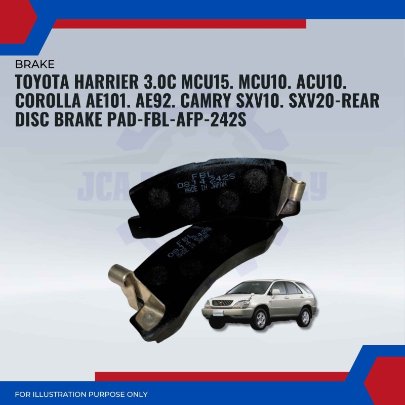 Toyota Harrier 3.0C MCU15. MCU10. ACU10. Corolla AE101. AE92. Camry SXV10. SXV20-Rear Disc Brake Pad-AKEBONO-AFP-242S