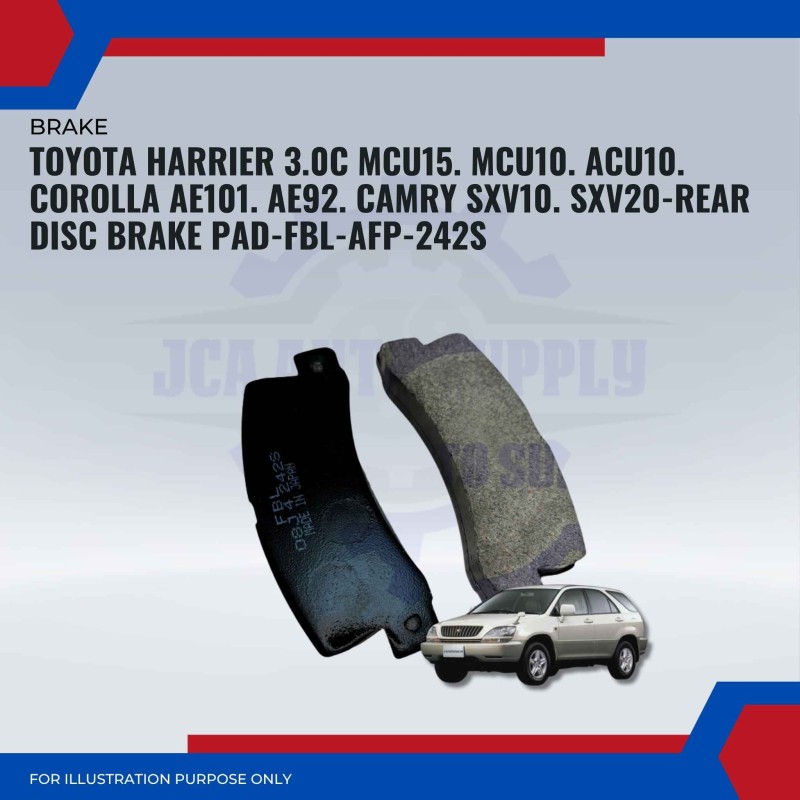 Toyota Harrier 3.0C MCU15. MCU10. ACU10. Corolla AE101. AE92. Camry SXV10. SXV20-Rear Disc Brake Pad-AKEBONO-AFP-242S