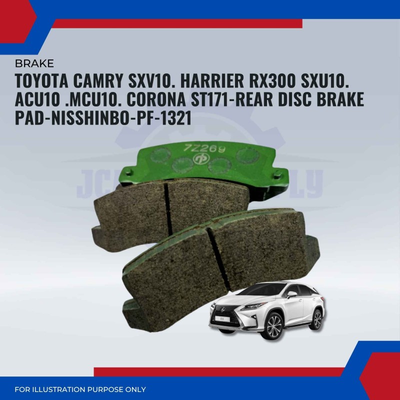 TOYOTA CAMRY SXV10. HARRIER RX300 SXU10. ACU10 .MCU10. CORONA ST171-REAR DISC BRAKE PAD-NISSHINBO-PF-1321