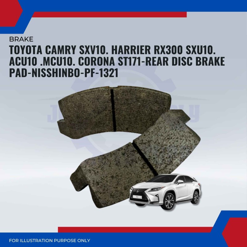 TOYOTA CAMRY SXV10. HARRIER RX300 SXU10. ACU10 .MCU10. CORONA ST171-REAR DISC BRAKE PAD-NISSHINBO-PF-1321