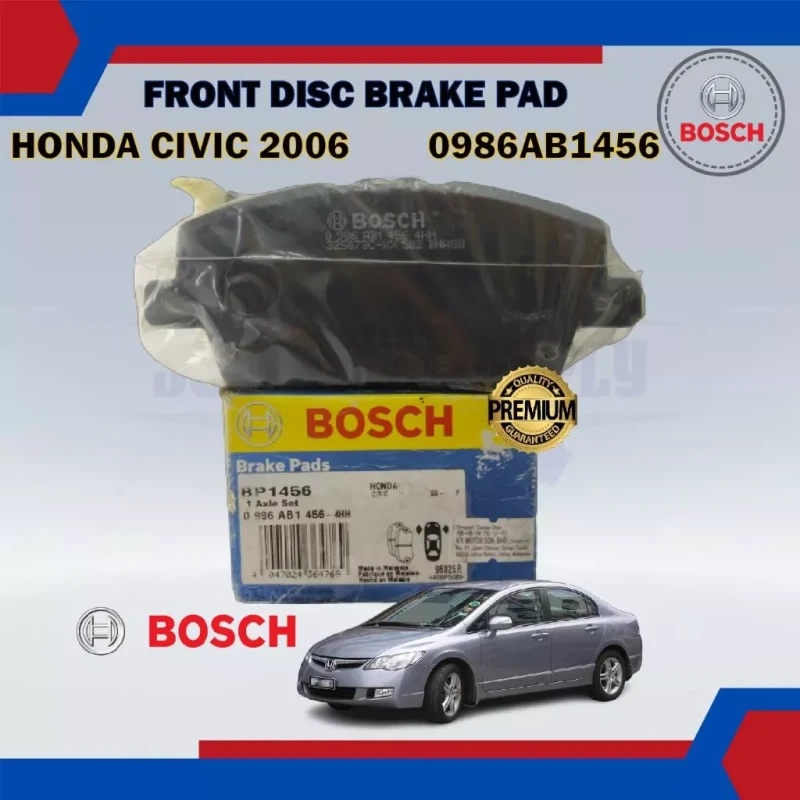 Honda Civic 2006 SDA 2.0CC. 2.4CC. Freed 2009-Front Disc Brake Pad-BOSCH-986AB1456. BP1456
