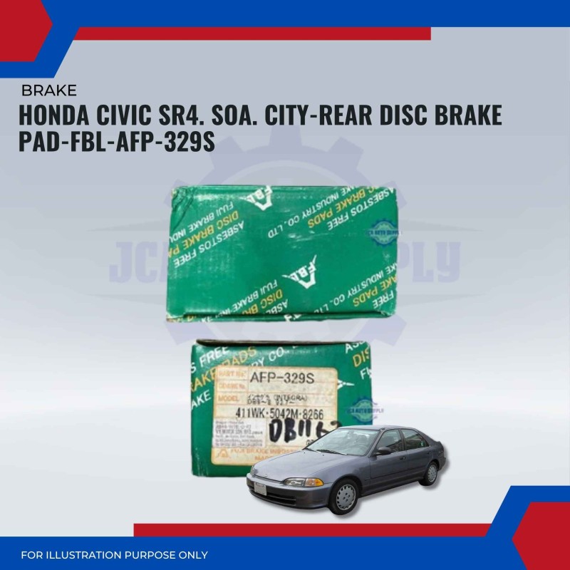 Honda Civic SR4. SOA. City-Rear Disc Brake Pad-FBL-AFP-329S
