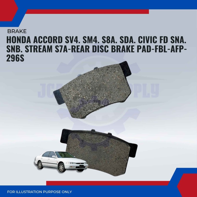 Honda Accord SV4. SM4. S8A. SDA. Civic FD SNA. SNB. Stream S7A-Rear Disc Brake Pad-FBL-AFP-296S