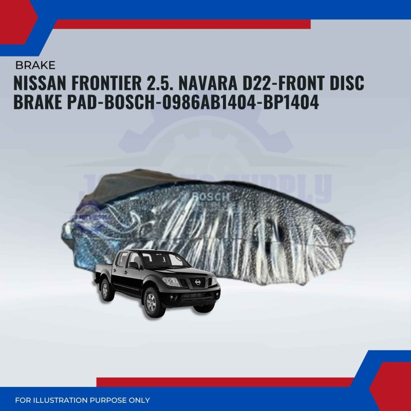 Nissan Frontier 2.5. Navara D22-Front Disc Brake Pad-BOSCH-0986AB1404-BP1404