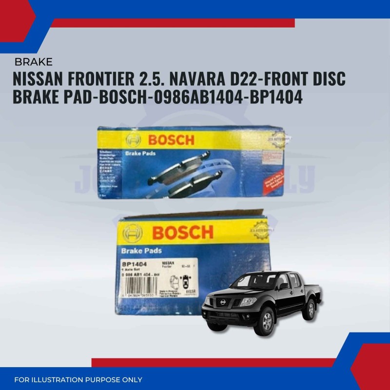 Nissan Frontier 2.5. Navara D22-Front Disc Brake Pad-BOSCH-0986AB1404-BP1404