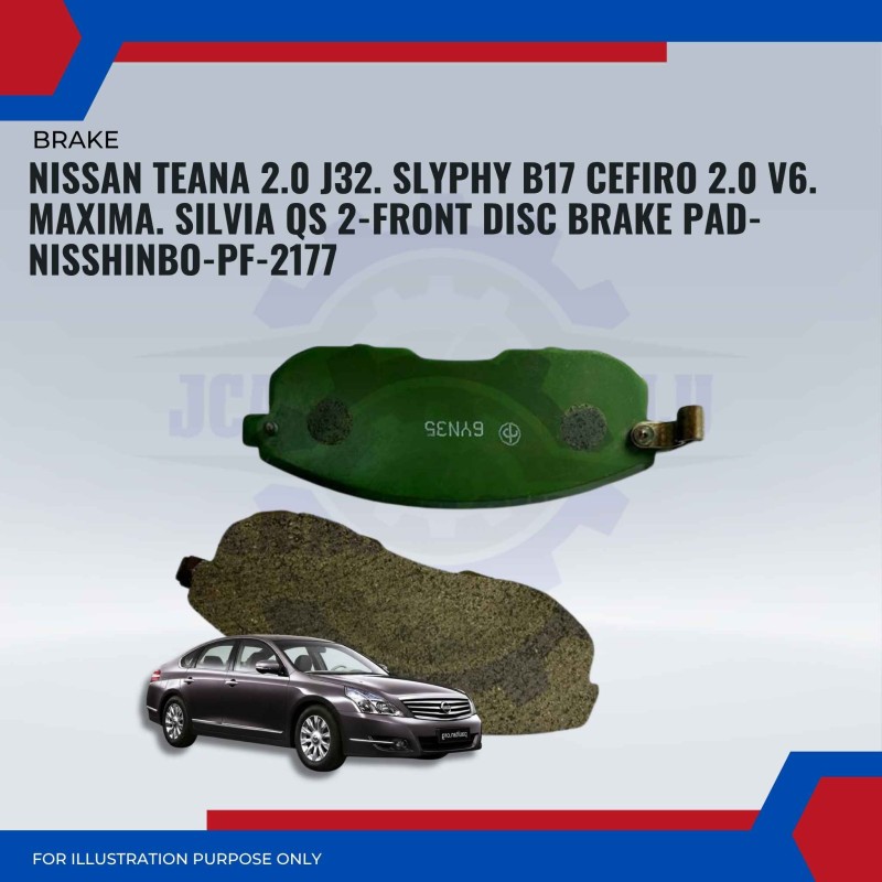 Nissan Teana 2.0 J32. Slyphy B17. Cefiro 2.0 V6. Maxima. Silvia QS 2-Front Disc Brake Pad-NISSHINBO-PF-2177