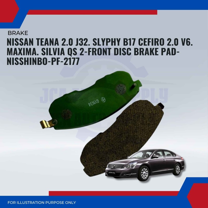 Nissan Teana 2.0 J32. Slyphy B17. Cefiro 2.0 V6. Maxima. Silvia QS 2-Front Disc Brake Pad-NISSHINBO-PF-2177