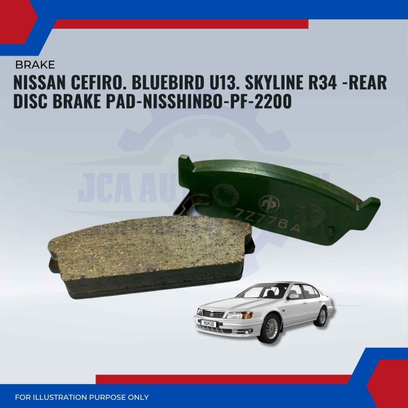 Nissan Cefiro. Bluebird U13. Skyline R34 -Rear Disc Brake Pad-NISSHINBO-PF-2200