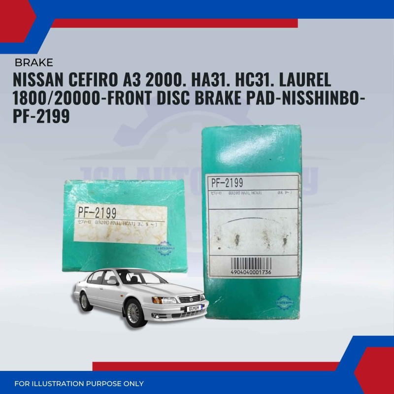 Nissan Cefiro A3 2000. HA31. HC31. Laurel 1800/20000-Front Disc Brake Pad-NISSHINBO-PF-2199