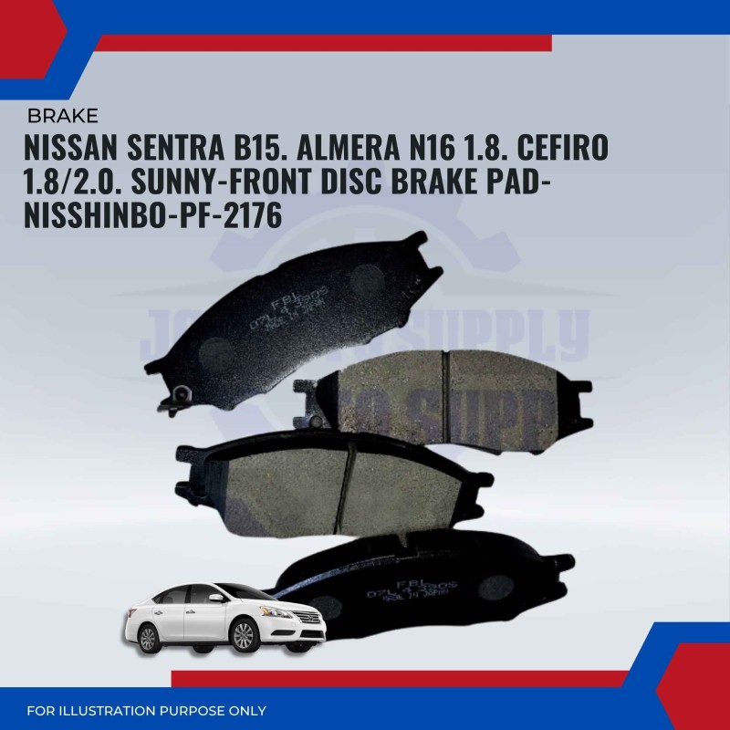 Nissan Sentra B15. Almera N16 1.8. Cefiro 1.8/2.0. Sunny-Front Disc Brake Pad-NISSHINBO-PF-2176
