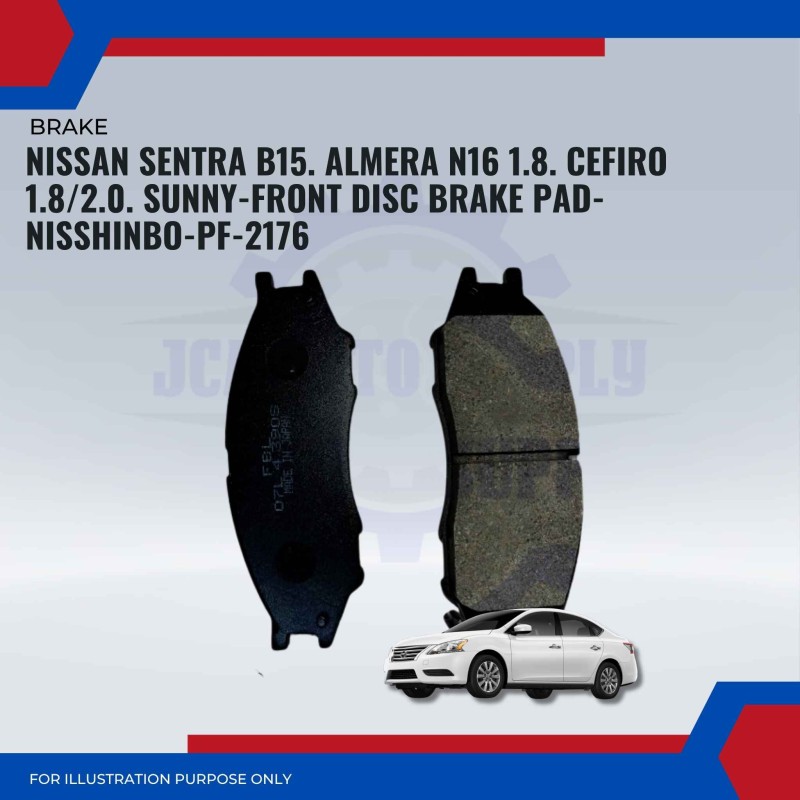 Nissan Sentra B15. Almera N16 1.8. Cefiro 1.8/2.0. Sunny-Front Disc Brake Pad-NISSHINBO-PF-2176