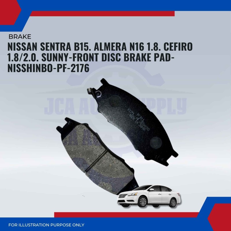 Nissan Sentra B15. Almera N16 1.8. Cefiro 1.8/2.0. Sunny-Front Disc Brake Pad-NISSHINBO-PF-2176