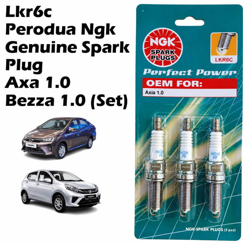 (3-Pcs) NGK Genuine LKR6C Spark Plug For Perodua Axia 1.0, Bezza 1.0