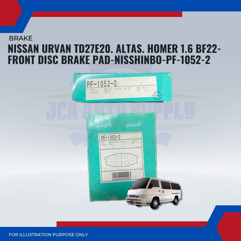 Nissan Urvan TD27E20. Patrol. Atlas. Homer-Front Brake Pads-NISSHINBO-PF-1052-2