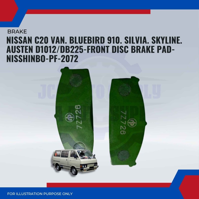 Nissan C20 Van. Bluebird 910. Silvia. Skyline. Austen D1012/DB225-Front Disc Brake Pad-NISSHINBO-PF-2072