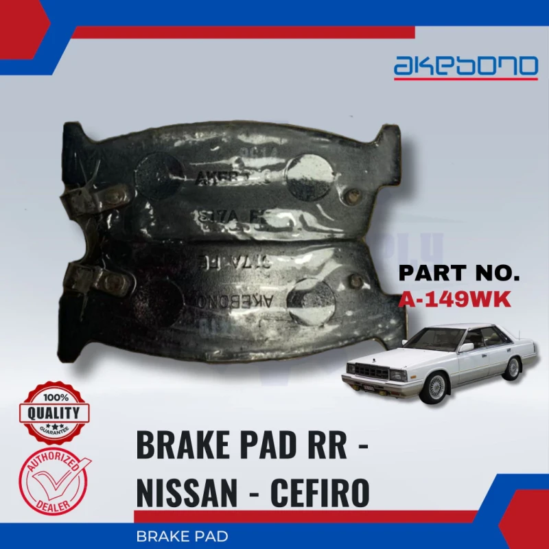 Nissan Cefiro U13. A31. LA31. Skyline R34. A31. C32. Laurel 2.0-Rear Disc Brake Pad-AKEBONO-A-149WK