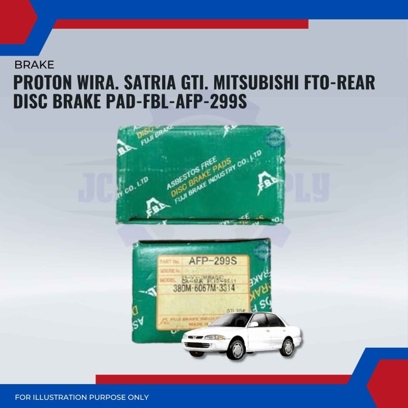 Proton Wira. Satria Gti. Mitsubishi FTO-Rear Disc Brake Pad-FBL-AFP-299S
