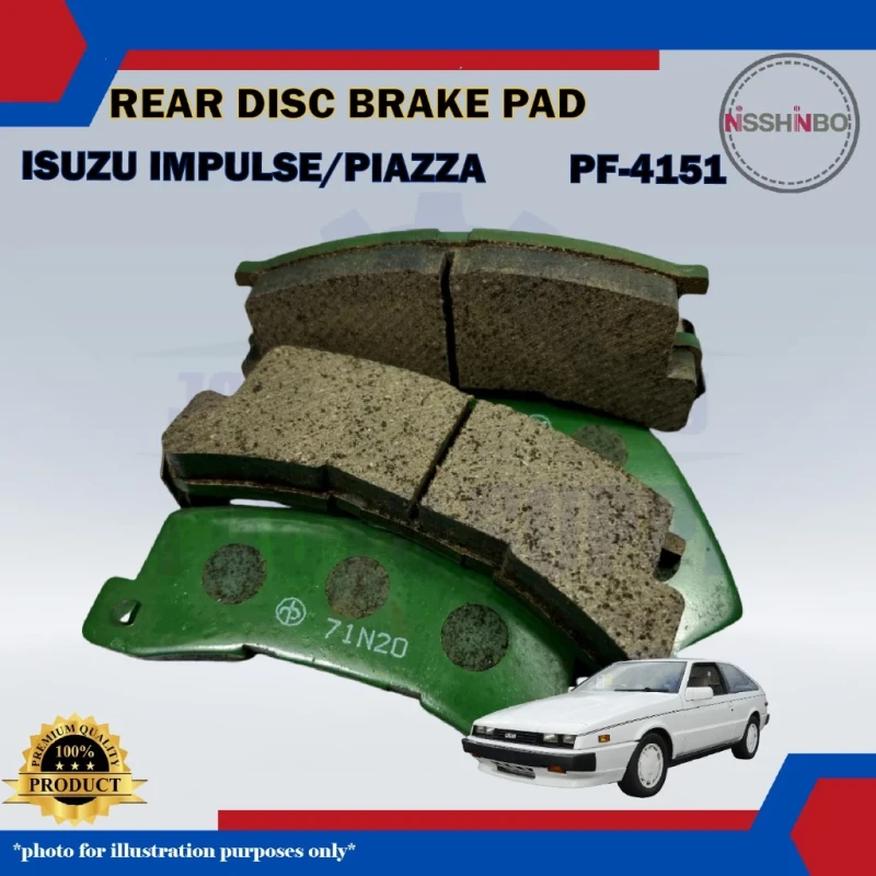 Isuzu Impulse (1983-1989)-Piazza-Rear Disc Brake Pad Set-NISSHINBO-PF-4151