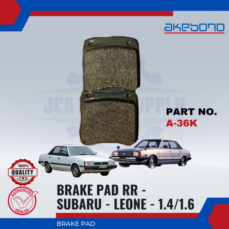 Subaru Leone 1.4. 1.6-Rear Disc Brake Pad-AKEBONO-A-36K