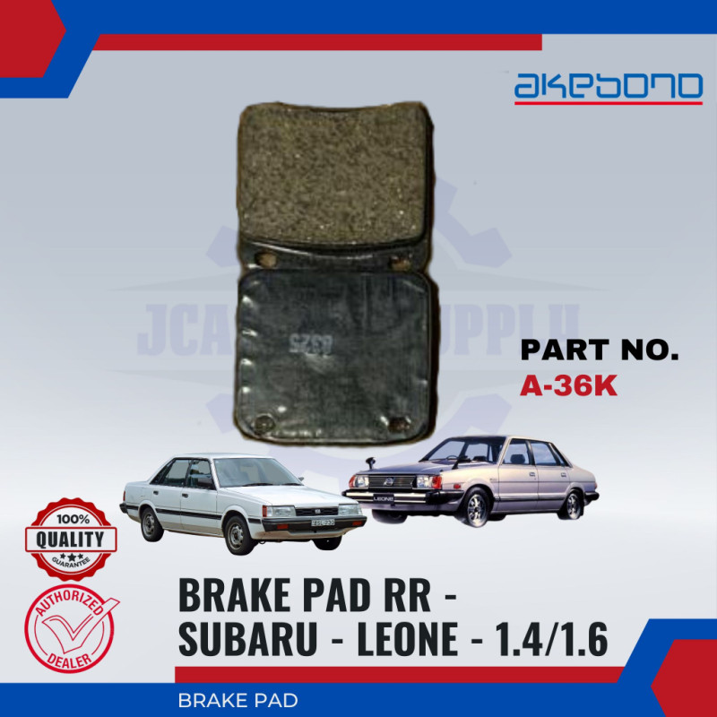 Subaru Leone 1.4. 1.6-Rear Disc Brake Pad-AKEBONO-A-36K