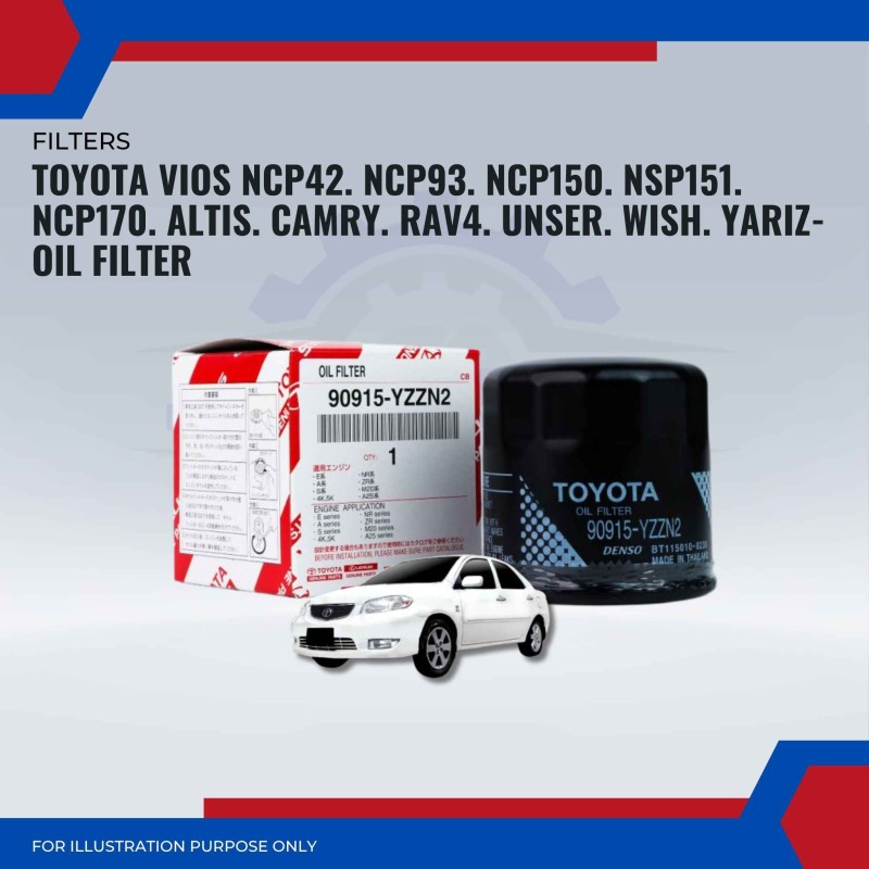 TOYOTA VIOS NCP42. NCP93. NCP150. NSP151. NCP170. ALTIS. CAMRY. RAV4. UNSER. WISH. YARIS-OIL FILTER-90915-YZZN2
