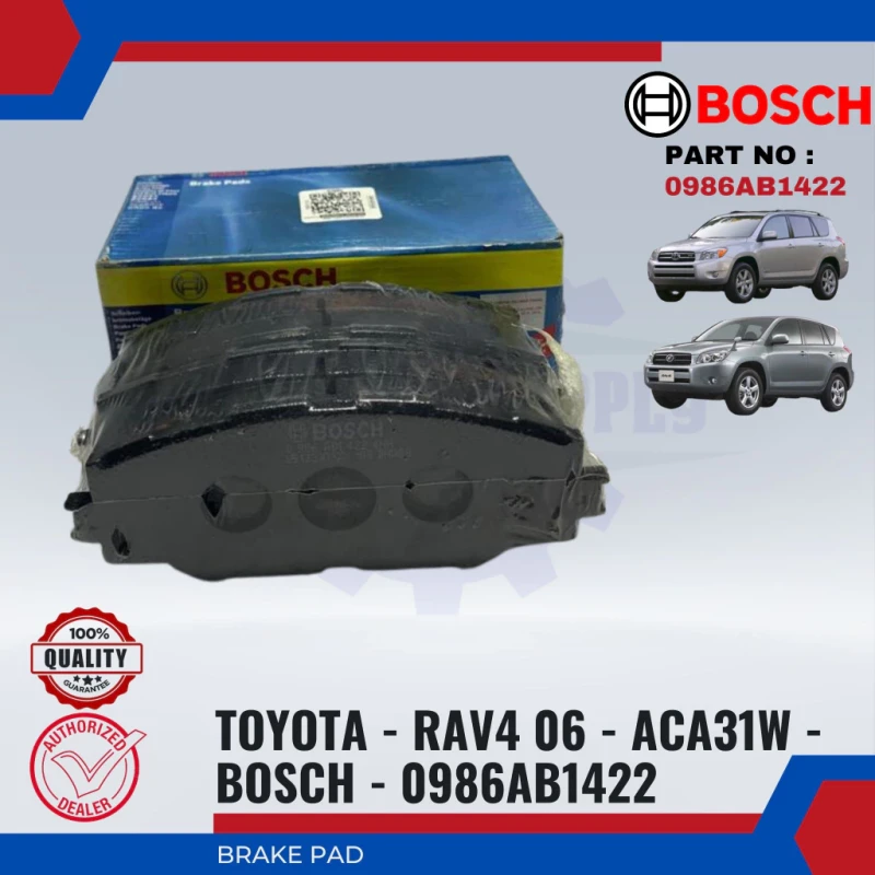 Toyota RAV4 2006 ACA31W. ACA36W. 2005-Front Disc Brake Pad-BOSCH-1986AB1422/BP1422