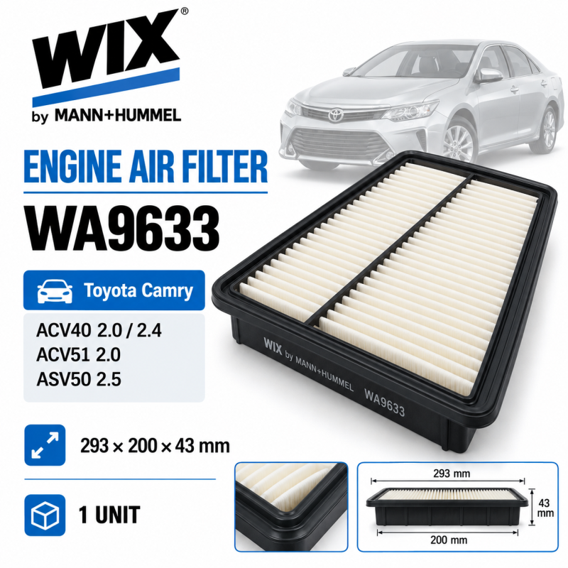 WIX BY MANN And HUMMEL Engine Air Filter WA9633 For Toyota Camry ACV40 2.0/2.4, ACV51 2.0, ASV50 2.5