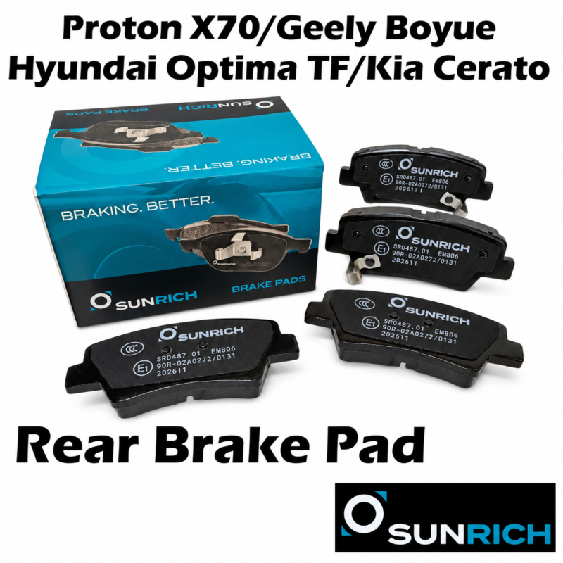 SUNRICH Proton X70, Hyundai Optima TF, Kia Cerato, Geely Boyue Rear Brake Pad Brek Belakang SR0487.01