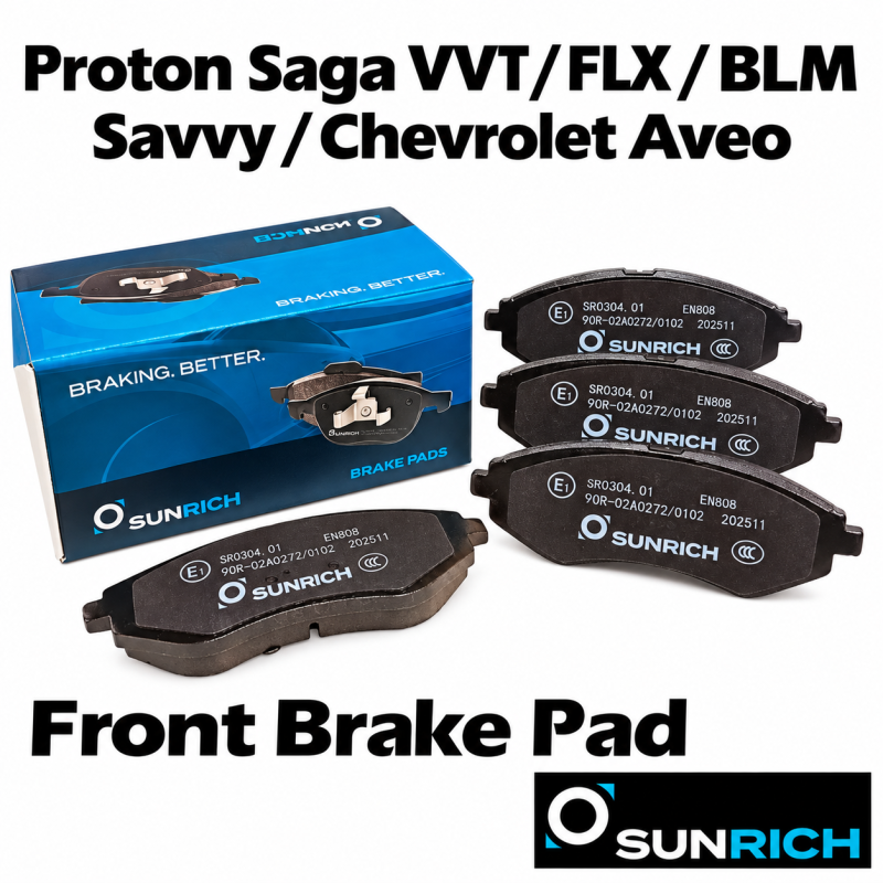 SUNRICH Proton Saga FLX/BLM, Saga VVT, Savvy, Chevrolet Aveo Front Brake Pad Brek Depan Hadapan SR0304.01