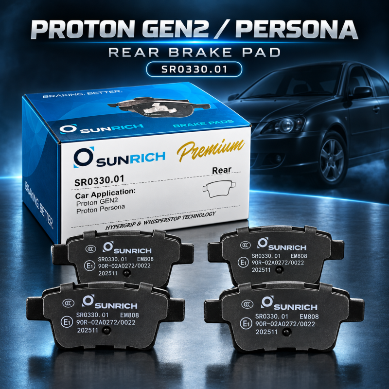 SUNRICH Proton Gen2, Persona Old Rear Brake Pad Brek Belakang SR0330.01 - 1 Sets